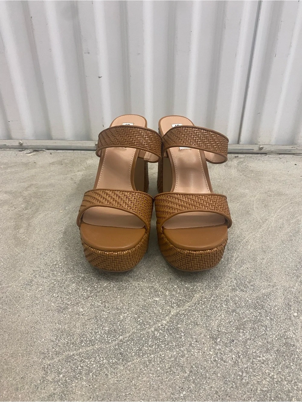NEW Steve Madden Women's Tan Woven Platform Heeled Sandals, Size 9